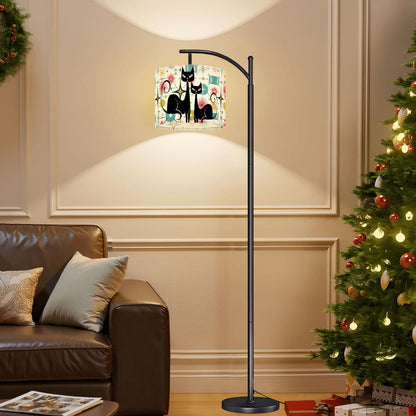 Kitschy Atomic Cat Starburst Mid Century Modern Arc Floor Lamp