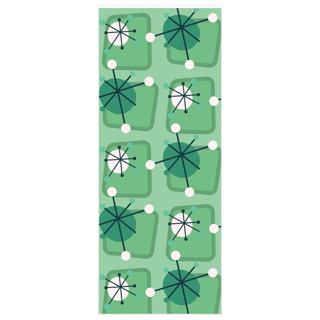 Mid Century Modern Retro Starburst Wrapping Paper, Atomic Age Green MCM Gift Wrap - 130982624