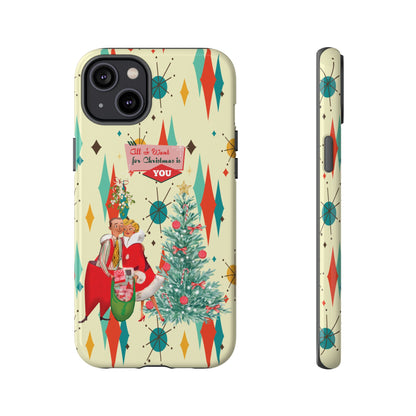 Retro 50s Christmas Phone Case, Mid Century Modern Franciscan Starburst Holiday Smartphone Cover