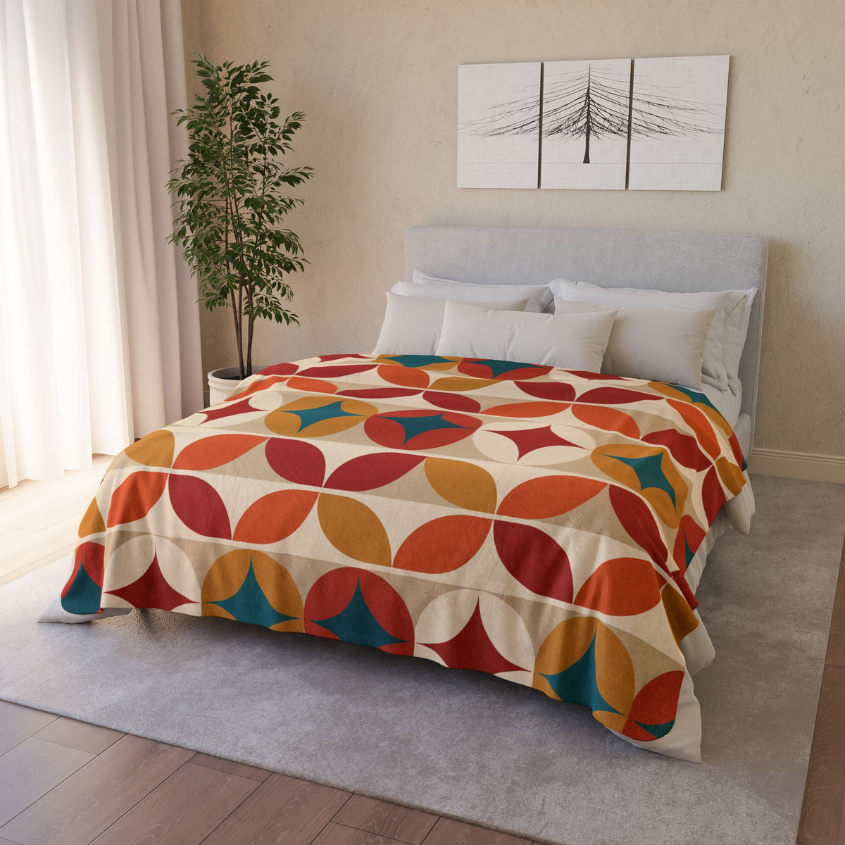 Groovy 70s Mod Geometric Mid Century Modern Throw Blanket