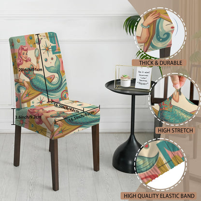 Kitschy Mermaid 50s Mid Century Modern Chair Slipcover