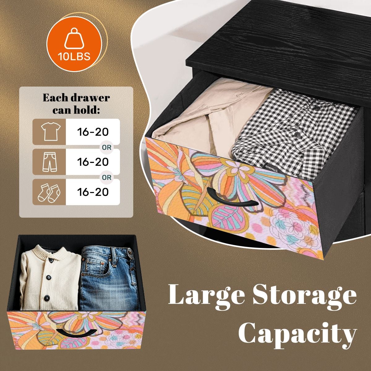 Groovy Floral Paisley Psychedelic 70s Boho 4 Drawer Dresser