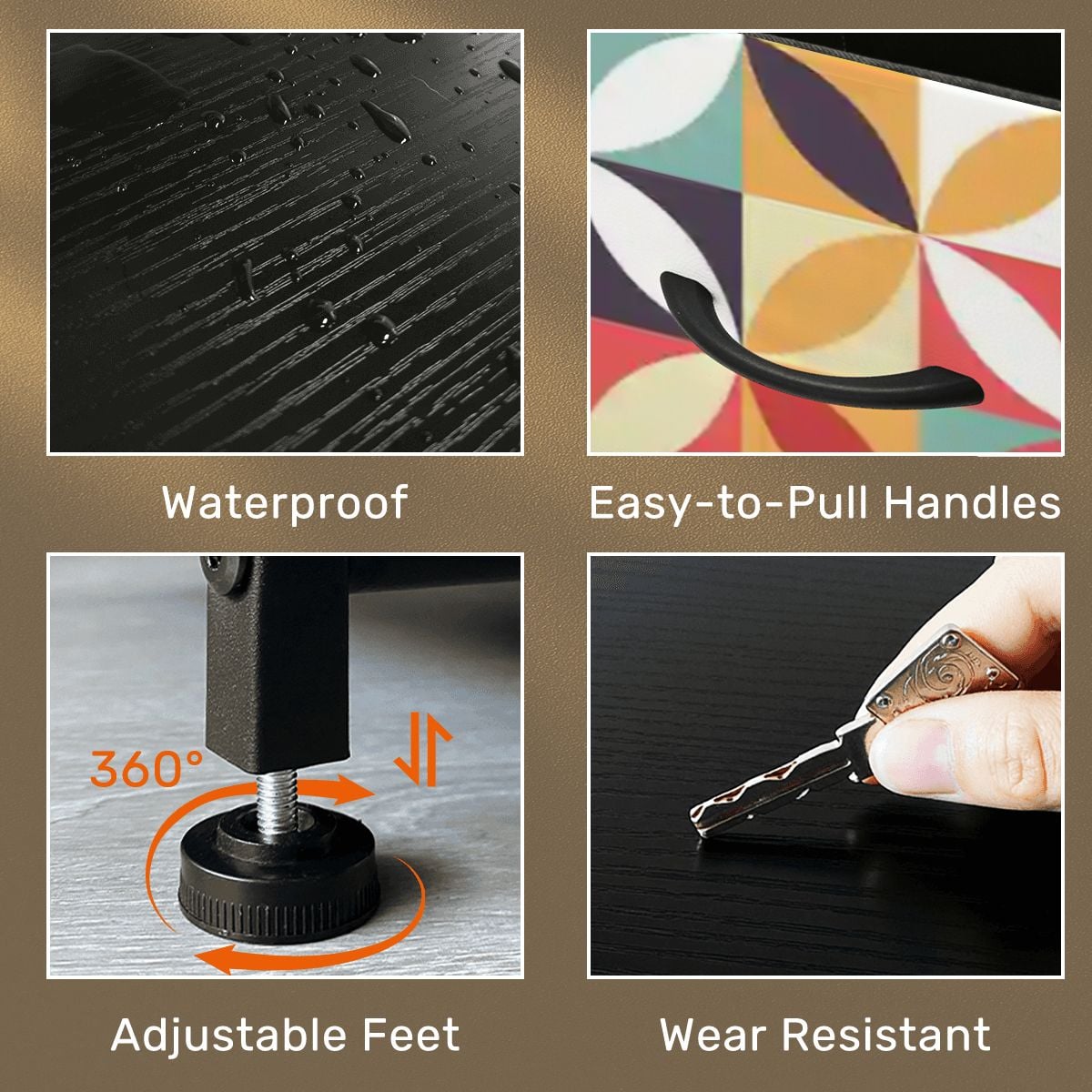 Mid Century Modern Retro Kaleidoscope Pinwheel 4 Drawer Dresser