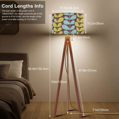 Scandinavian Floral Tripod Floor Lamp Mid Century Nordic Lighting