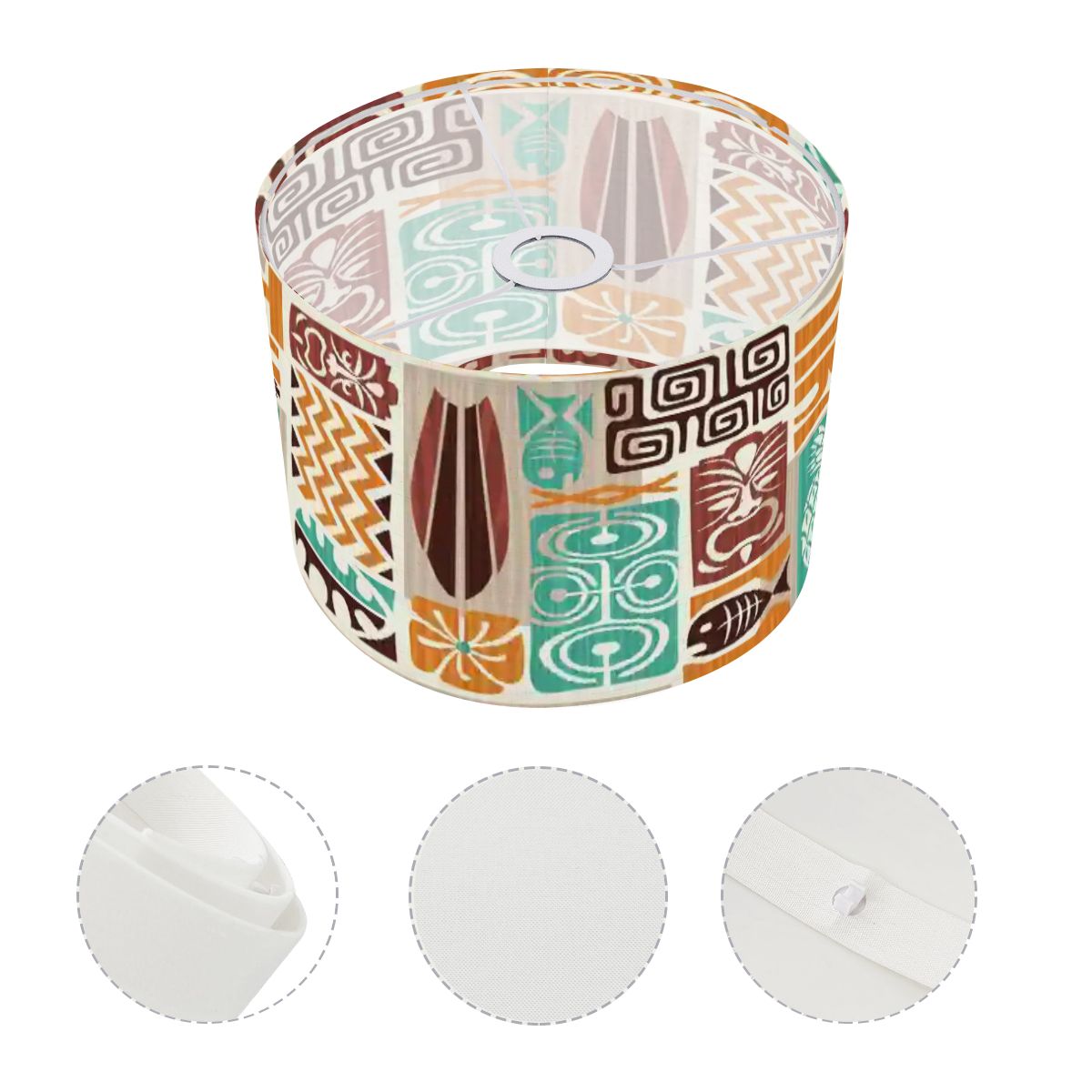 Retro Tiki Polynesian Lamp Shade, Mid Century Modern Exotica