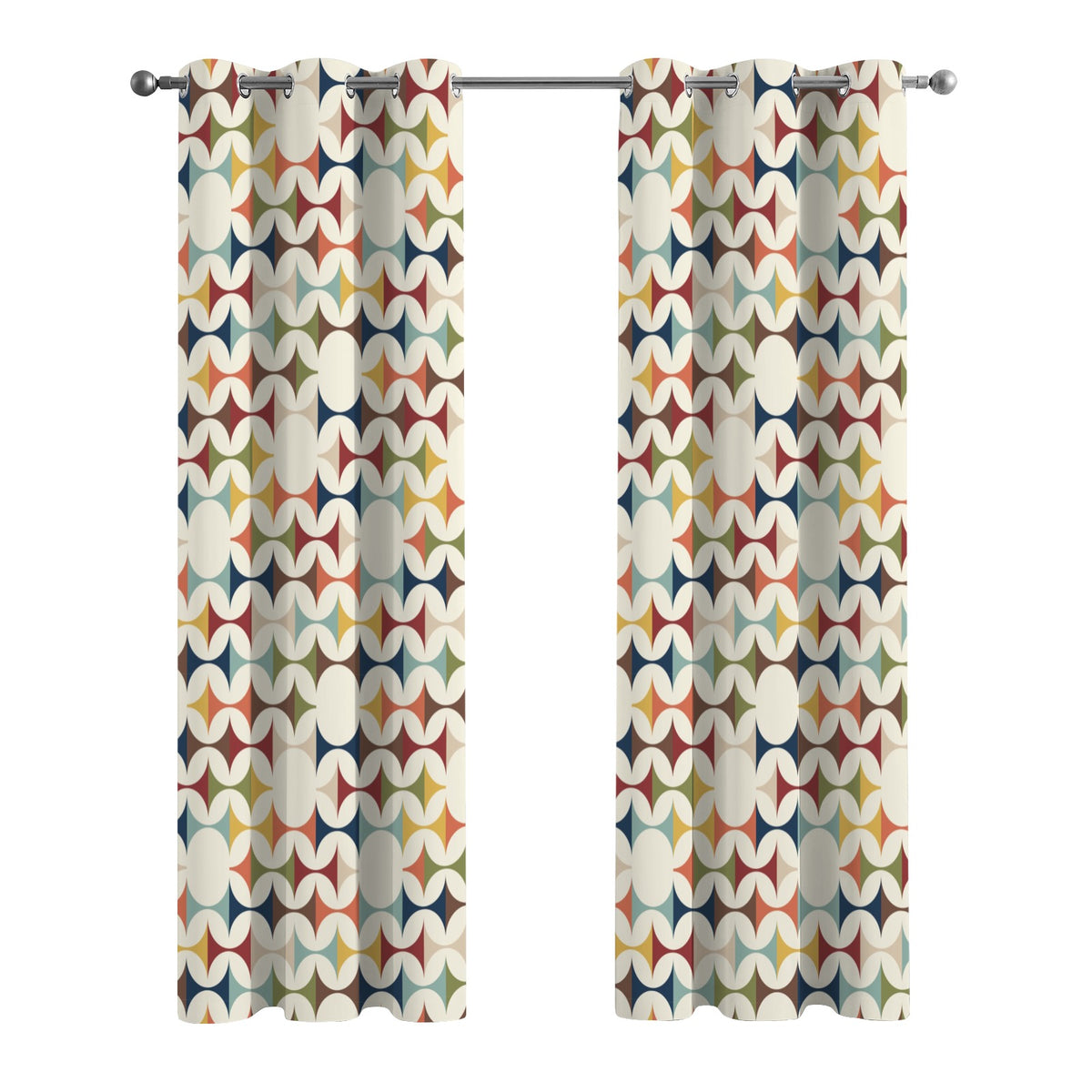 Mid Century Modern Scandinavian Geometric Grommet Curtain Panels