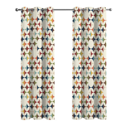 Mid Century Modern Scandinavian Geometric Grommet Curtain Panels