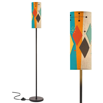 Mid Century Modern Geometric Floor Lamp, Retro Atomic Diamond Art Light