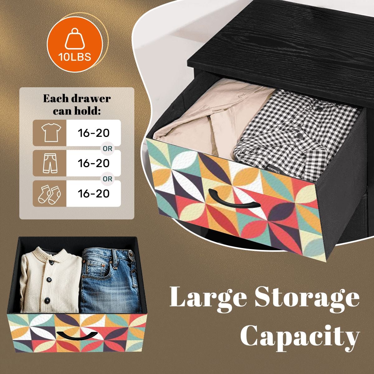 Mid Century Modern Retro Kaleidoscope Pinwheel 4 Drawer Dresser