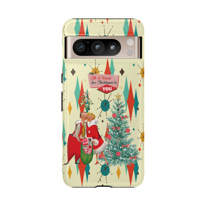 Retro 50s Christmas Phone Case, Mid Century Modern Franciscan Starburst Holiday Smartphone Cover