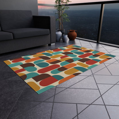 Groovy 70s Mod Geometric Mid Century Modern Outdoor Patio Rug
