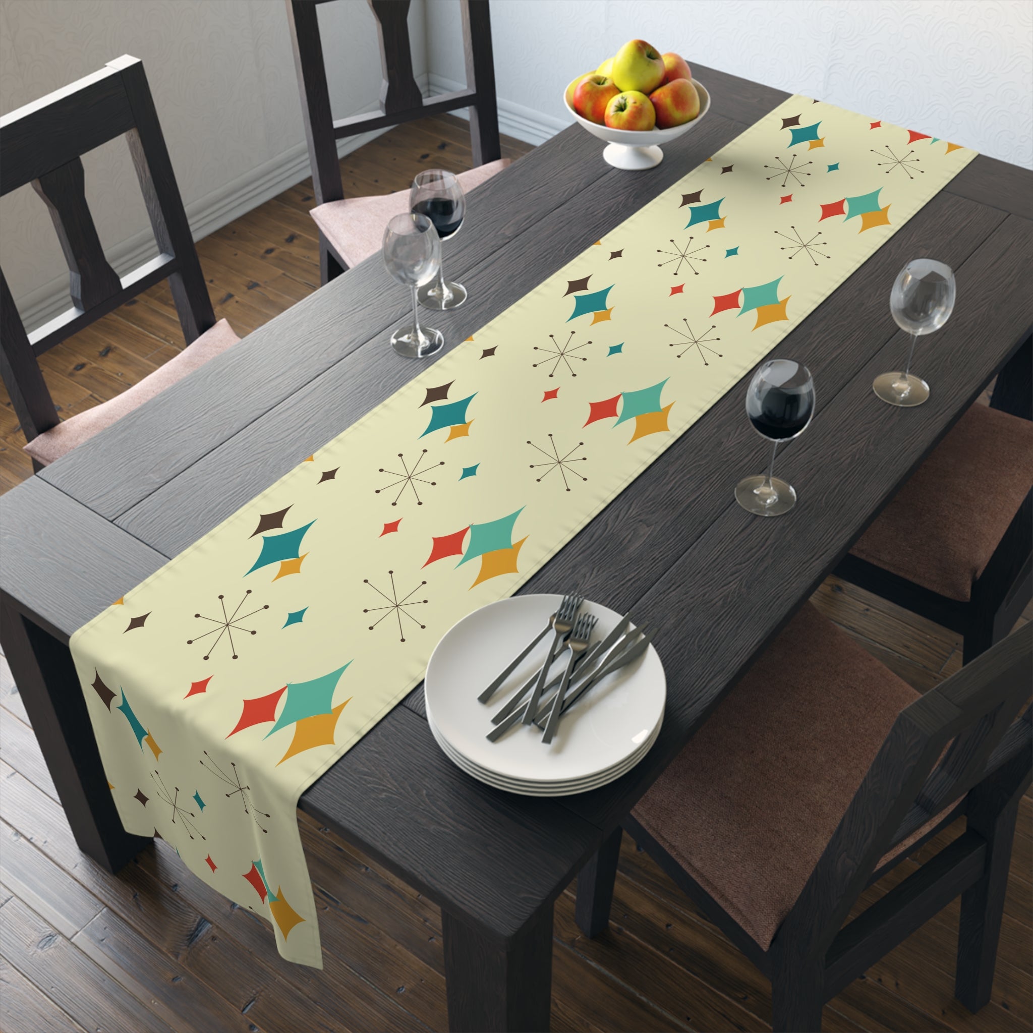 Mid Century Modern Atomic Diamond Starburst Table Runner