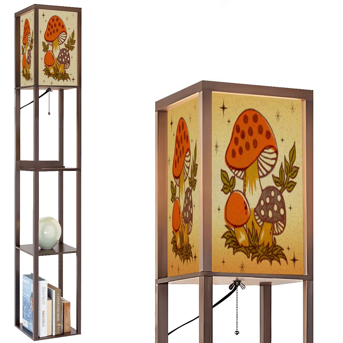 Merry Mushroom Mid Century Modern Retro Floor Lamp with Shelves