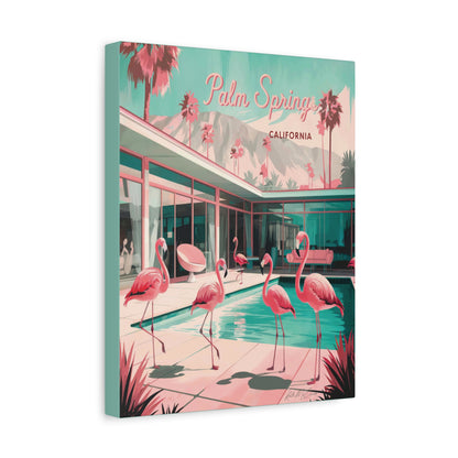 Palm Springs Flamingo Mid Century Modern Canvas Wall Art