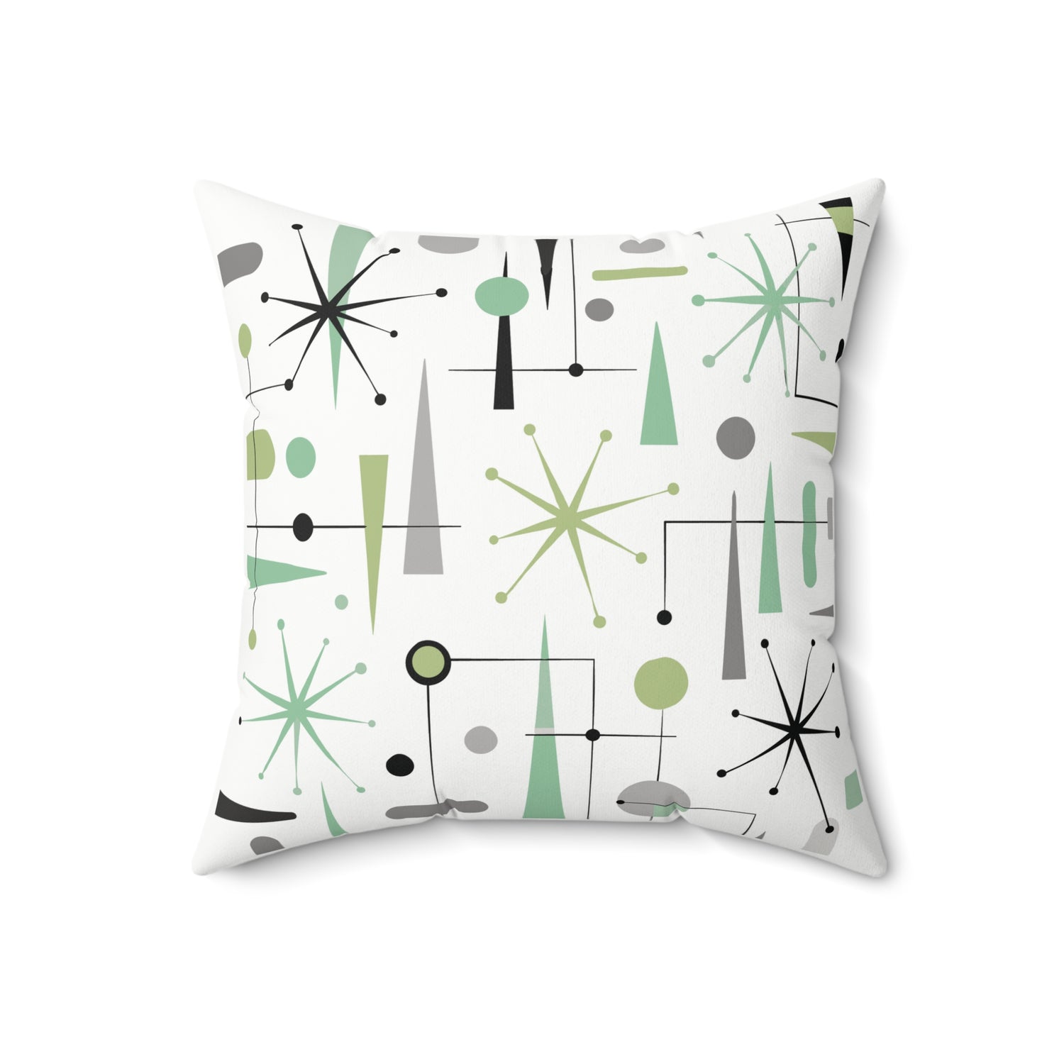 Atomic Sputnik Mid Century Modern Retro Throw Pillow