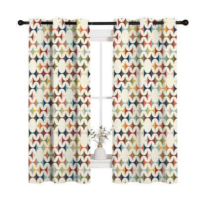 Mid Century Modern Scandinavian Geometric Grommet Curtain Panels