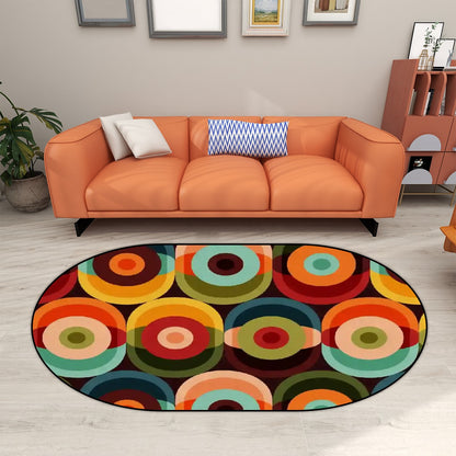 Groovy Retro Orbs Mid Century Modern Oval Area Rug
