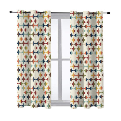 Mid Century Modern Scandinavian Geometric Grommet Curtain Panels