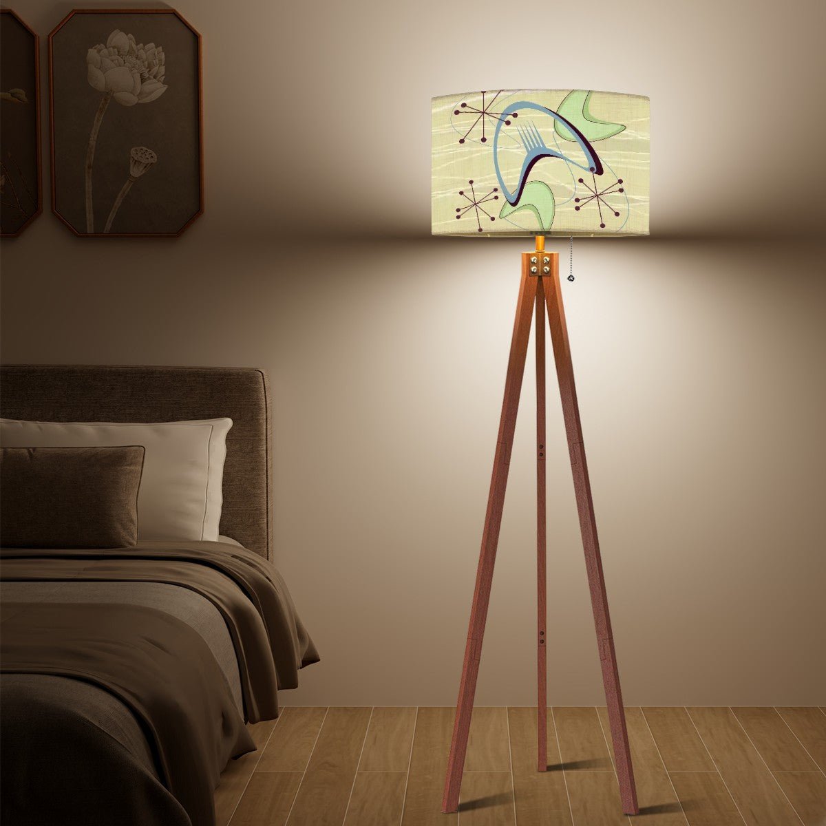 Retro 50s Atomic Boomerang Mid Century Modern Drum Lamp Shade