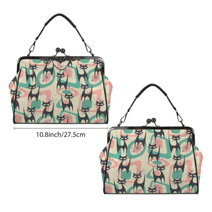 Atomic Cat Mid Century Modern Starburst Kiss Lock Purse