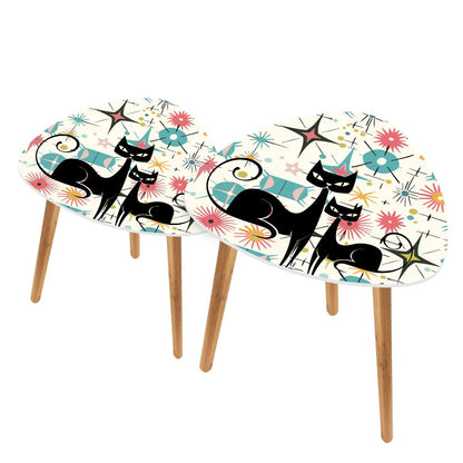 Kitschy Atomic Cat Sputnik Starburst Retro 50s Nesting Tables