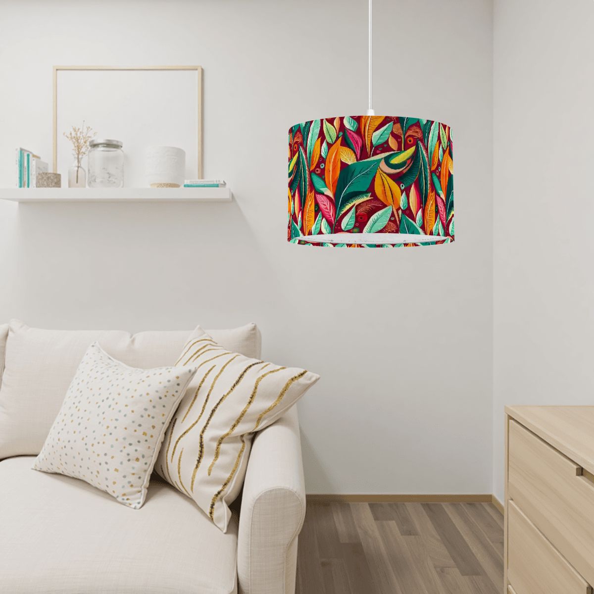 Retro Tropical Botanical Mid Century Modern Bohemian Pendant Lamp