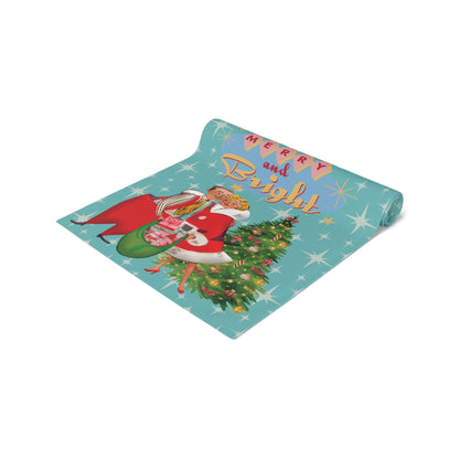 Merry and Bright Retro 1950s Mid Century Modern Christmas Table Runner