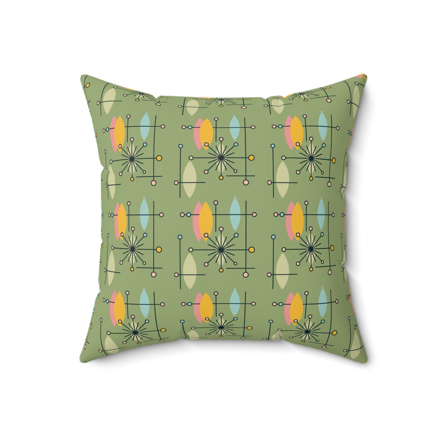 Mid Century Modern Atomic Starburst Sputnik Throw Pillow