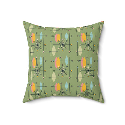 Mid Century Modern Atomic Starburst Sputnik Throw Pillow