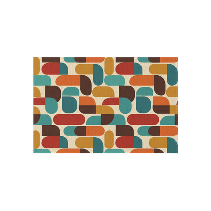 Groovy 70s Mod Geometric Mid Century Modern Outdoor Patio Rug
