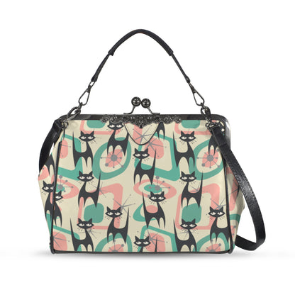 Atomic Cat Mid Century Modern Starburst Kiss Lock Purse