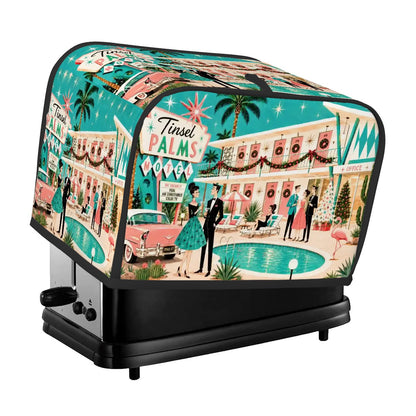 Palm Springs Mid Century Christmas Tinsel Palms Motel Toaster Cover