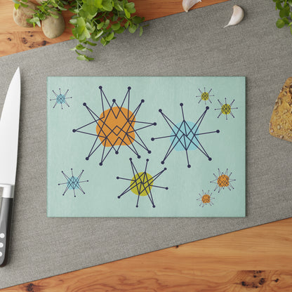 Mid Century Franciscan Starburst Glass Cutting Board, Retro MCM Kitchen