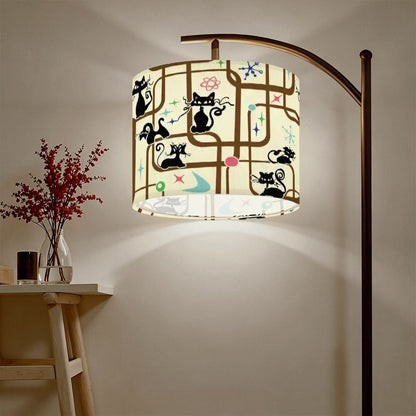 Atomic Cat Mid Century Modern 1950s Kitsch Retro Drum Lamp Shade