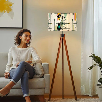 Mid Century Modern Atomic Black Cat Tripod Floor Lamp