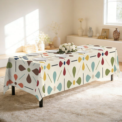Scandinavian Danish Floral Mid Century Retro Rectangle Tablecloth