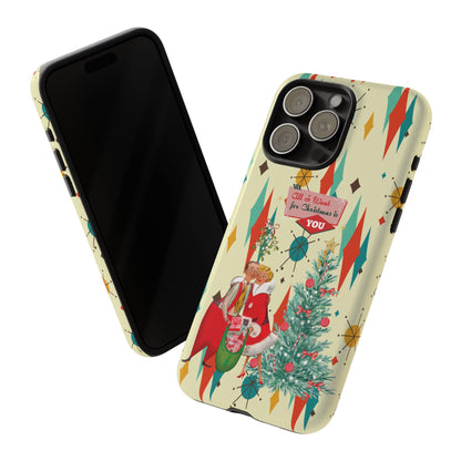 Retro 50s Christmas Phone Case, Mid Century Modern Franciscan Starburst Holiday Smartphone Cover