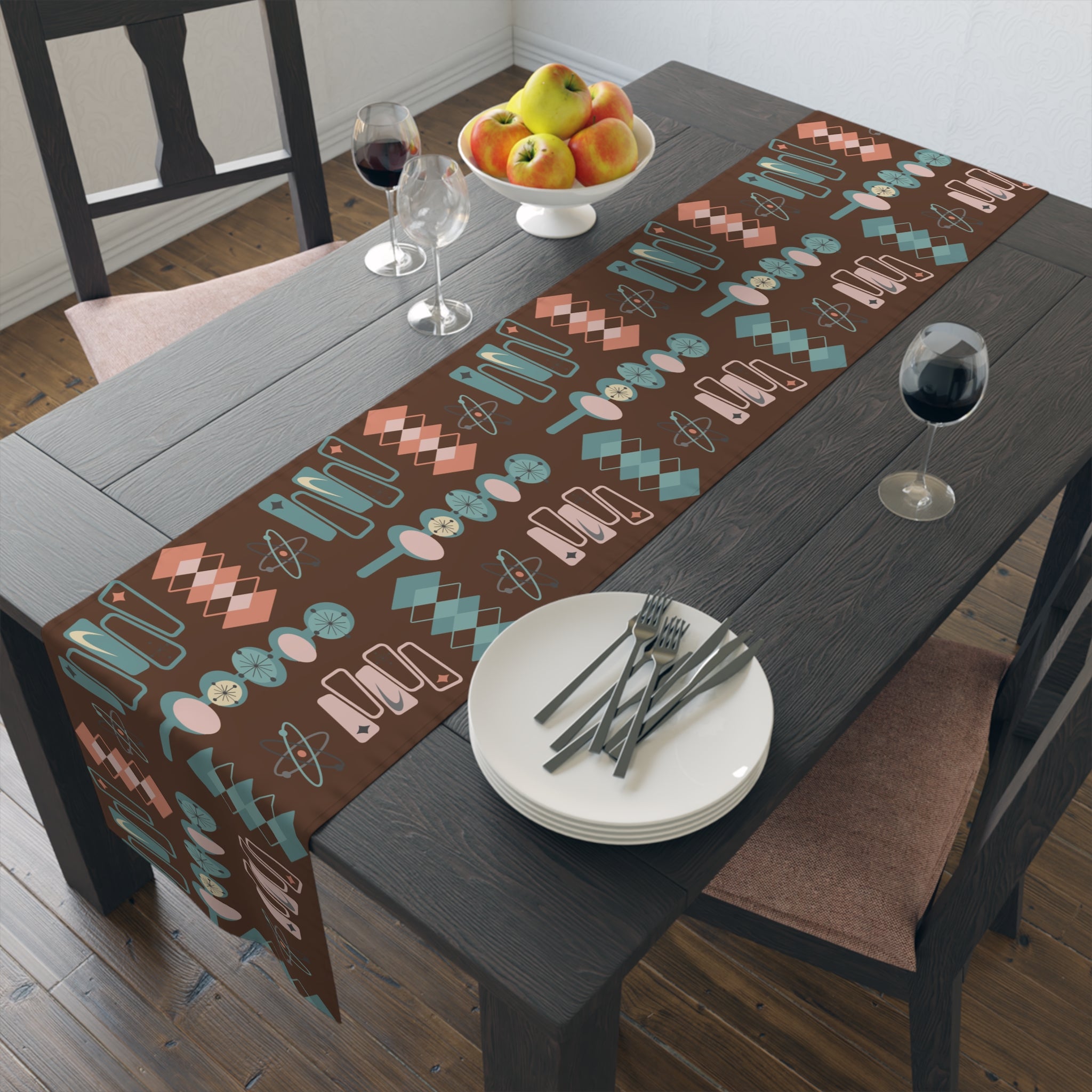 Mid Century Modern Retro Atomic 50s Table Runner