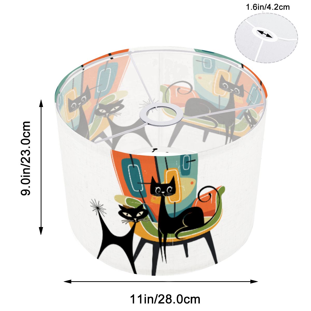 Atomic Cat Mid Century Modern Retro 1950s Lounge Art Lamp Shade