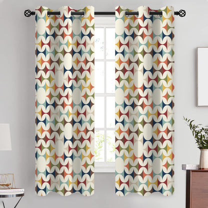 Mid Century Modern Scandinavian Geometric Grommet Curtain Panels
