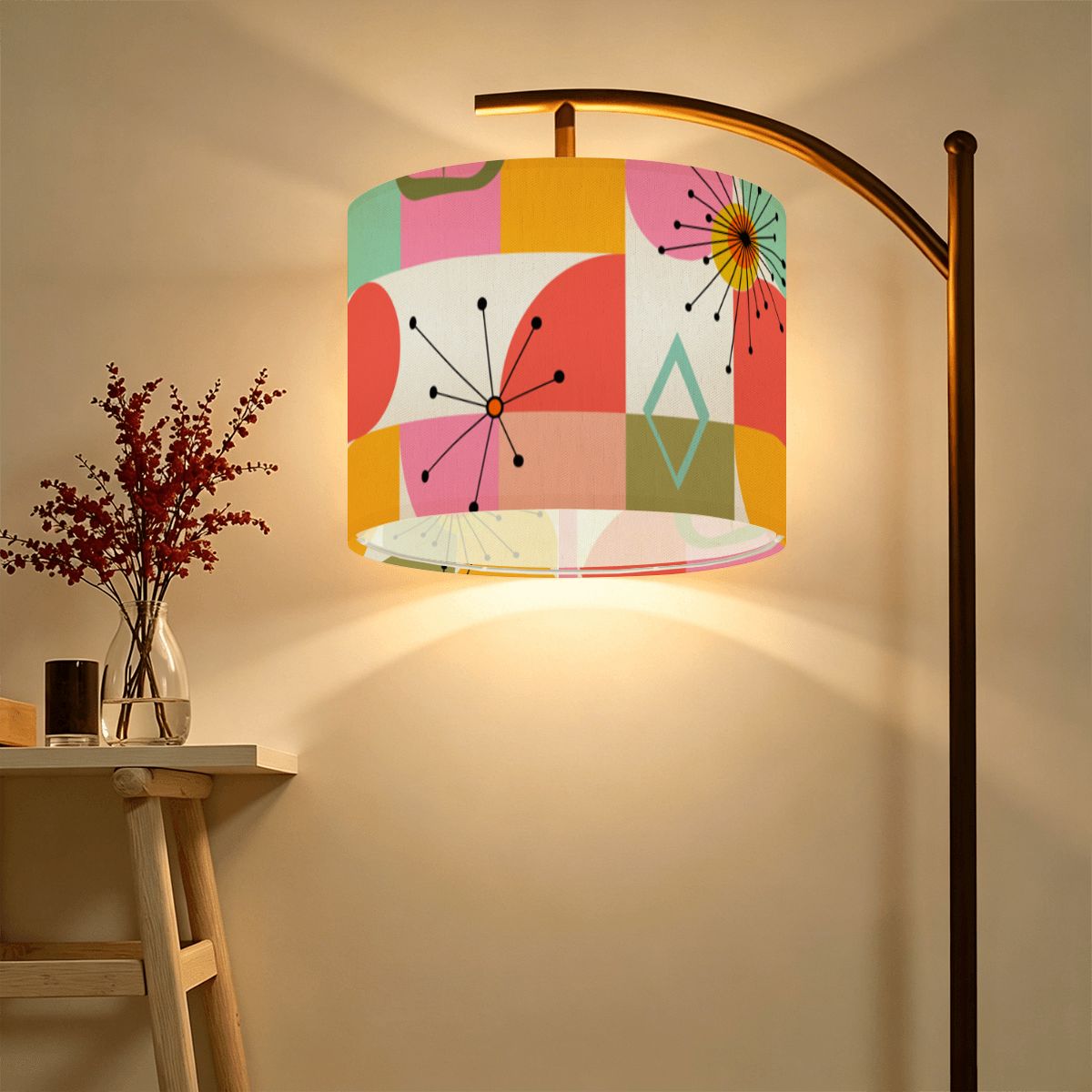 Atomic Starburst Abstract Mid Century Modern Retro Lamp Shade