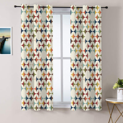Mid Century Modern Scandinavian Geometric Grommet Curtain Panels