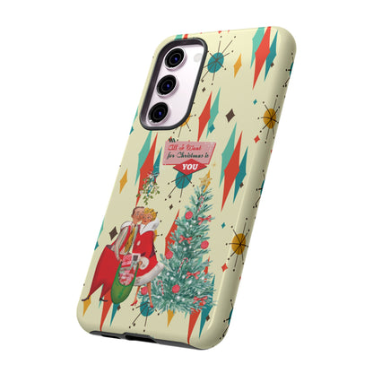 Retro 50s Christmas Phone Case, Mid Century Modern Franciscan Starburst Holiday Smartphone Cover