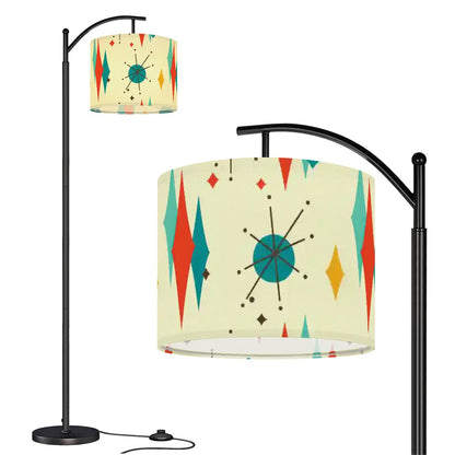 Mid Century Modern Franciscan Diamond Starburst Arc Floor Lamp