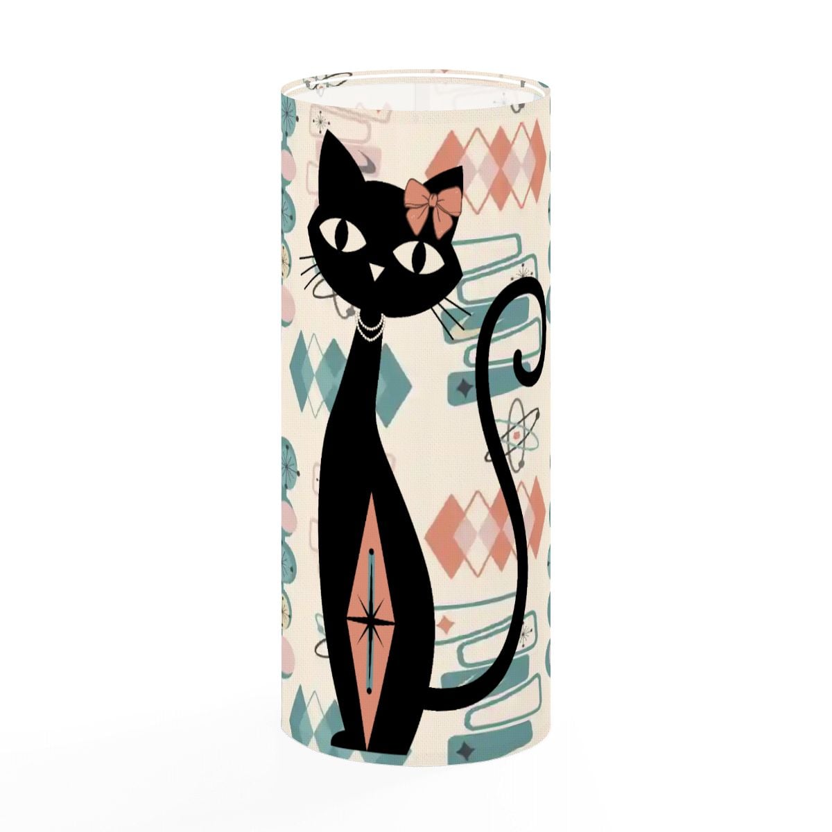 Atomic Cat Mid Century Slim Lamp Shade, Retro 1950S Geometric Accent Lighting