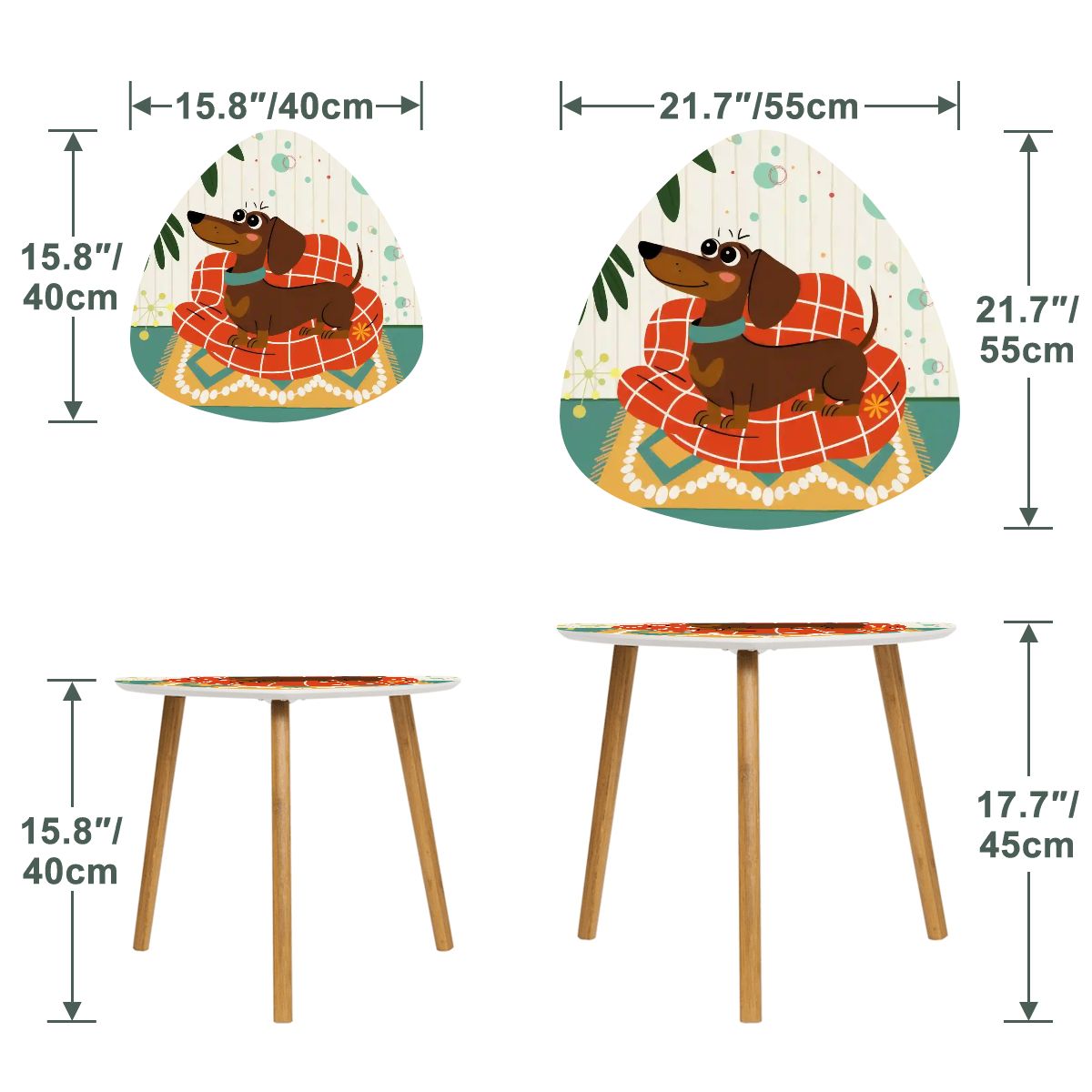 Atomic Doxie Dachshund Mid Century Modern Retro Nesting Tables