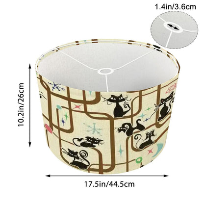 Atomic Cat Kitsch Mid Century Modern Retro Drum Lamp Shade