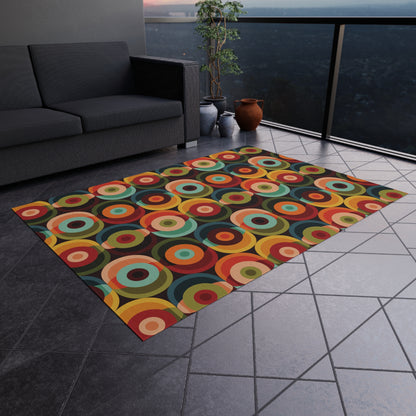 Groovy Retro Orb Mid Century Modern Outdoor Rug