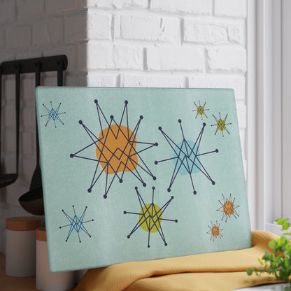 Mid Century Franciscan Starburst Glass Cutting Board, Retro MCM Kitchen