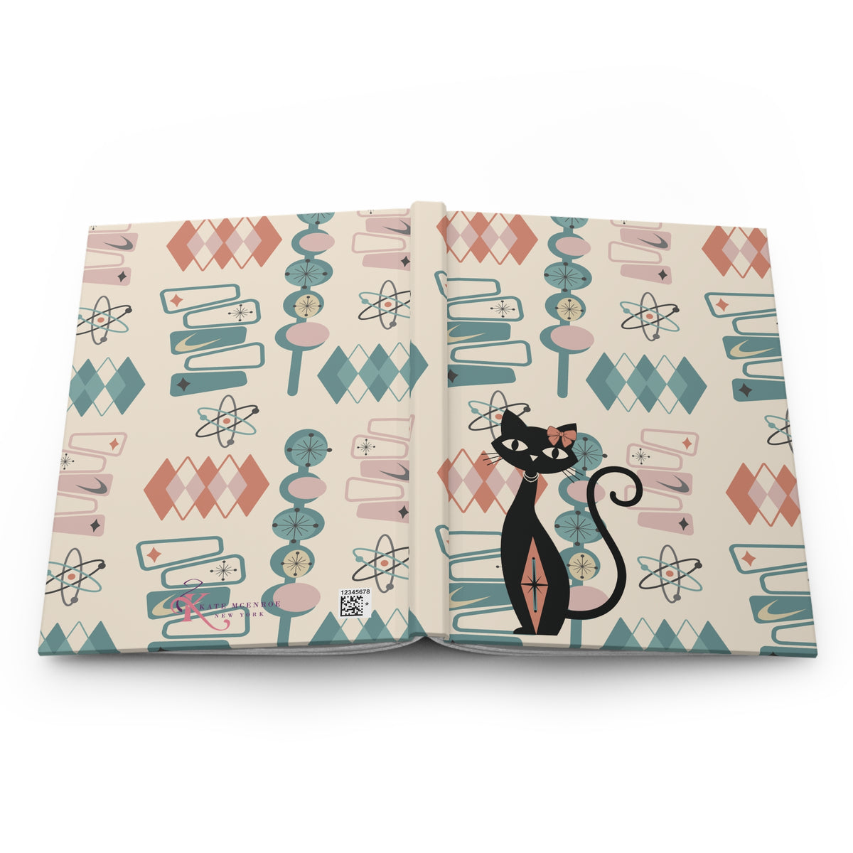 Atomic Cat 1950s Mid Century Modern Hardcover Journal Notebook